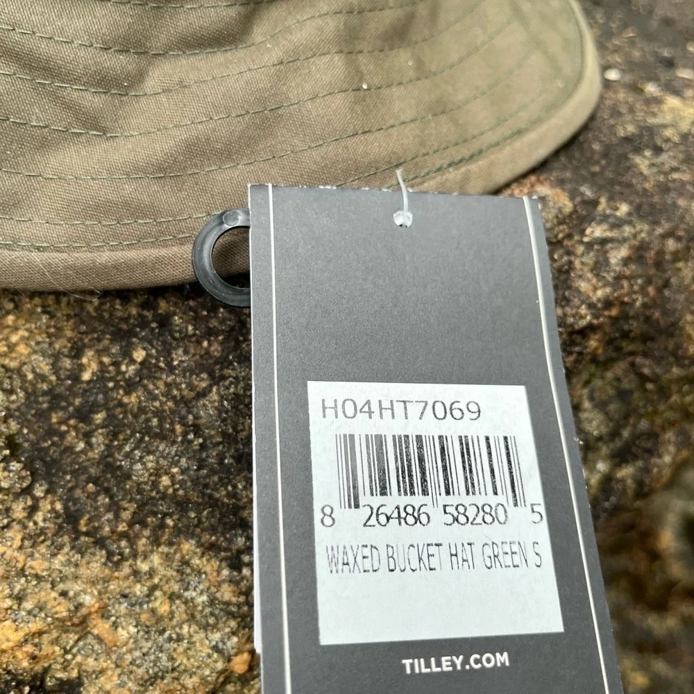 New TILLEY sz S Waxed Cotton Bucket Waterproof Hat Green Handmade Sun pr…